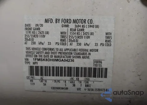 2021 Ford Explorer Xlt from USA, damaged, VIN 1FMSK8DH0MGA04236